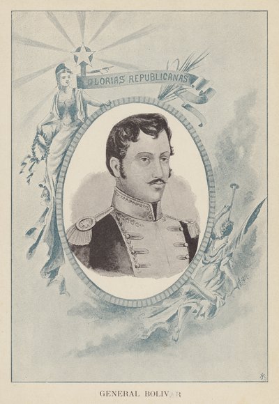 Simon Bolivar、ベネズエラの政治および軍事指導者 作： Spanish School