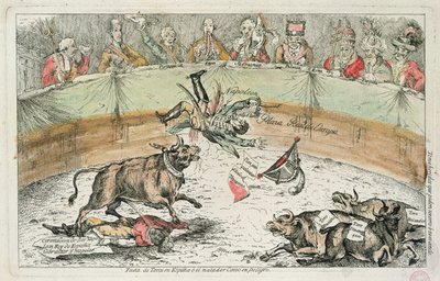 スペインの雄牛、ジョセフボナパルトの風刺画、スペイン王、1809 作： Spanish School