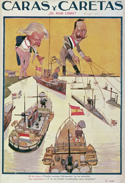 1915年の第一次世界大戦時のカイザーとアンクルサム 作： Spanish School