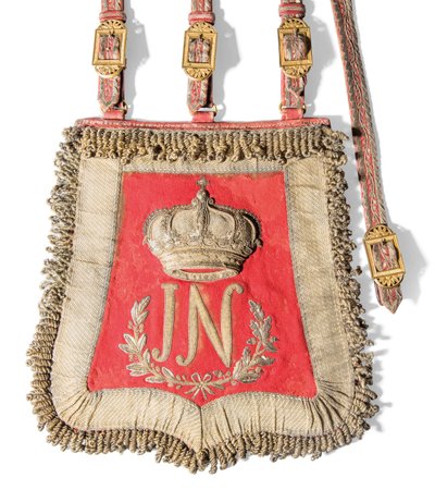 1813年以前のジョセフ・ナポレオン・ボナパルトのサブレタッシュ（スペイン王、金細工と金色の真鍮の台紙が刺繍された赤いモロッコ革） 作： Spanish School