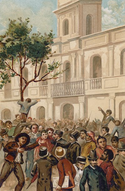 アルゼンチンのフアレスセルマン大統領に対する反乱、ブエノスアイレス、1890 作： Spanish School