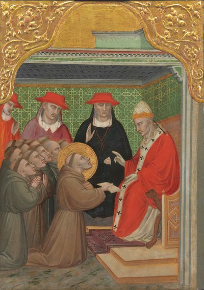 教皇の前の聖フランシスコ（フランシスコ会規則の承認） 作： Spinello Aretino