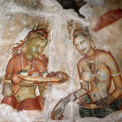 メイドの眺め（獅子岩のフレスコ画、5世紀 作： Sri Lankan School