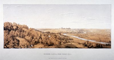 バークシャー州エガムヒルからのウィンザー城の眺め、1851 年 作： Standidge and Co