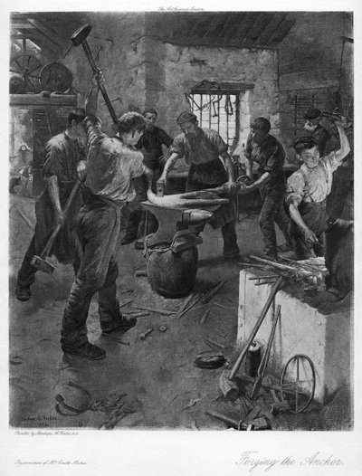 アンカーの鍛造、20世紀。 作： Elizabeth Adela Stanhope Forbes