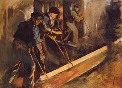 鍛造鋼、製鉄所（キャンバスに油彩） 作： Stanhope Alexander Forbes