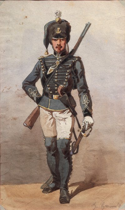スタニスラオ・グリマルディ・デル・ポゲットの描いたユニフォームの習作 作： Stanislas Grimaldi del Poggetto