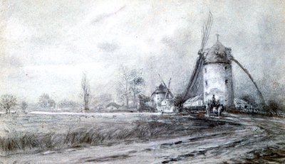 風車のある風景、c1855-1892 作： Stanislas Lepine