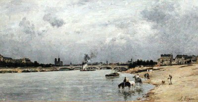 アウステルリッツ橋（パリ）（油彩・キャンバス 作： Stanislas Victor Edouard Lepine