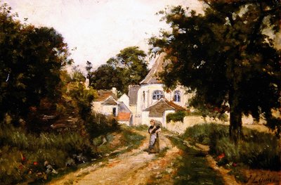 Leaving the Village（油彩・キャンバス） 作： Stanislas Victor Edouard Lepine