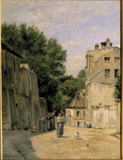 モンマルトル、サン・ヴァンサン通り スタニスラス・ルピーヌ（1835-1892）の絵画。19世紀の作品。薄暗い。0.67 x 0.48 m パリ、オルセー美術館 作： Stanislas Victor Edouard Lepine