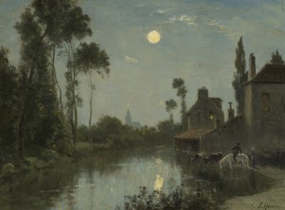 月明かりに照らされた川、1866-年頃 作： Stanislas Victor Edouard Lepine
