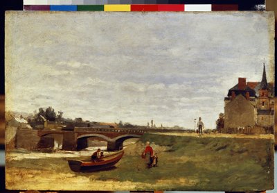 ""Paysage au pont" (橋のある風景) スタニスラス・レピーヌ作 (1836-1892) 1870年 約 26x39.5 cm エルミタージュ美術館、サンクトペテルブルク 作： Stanislas Victor Edouard Lepine