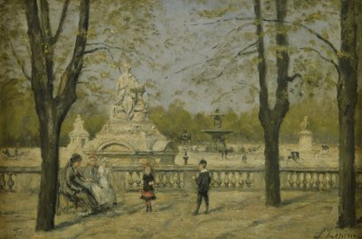 コンコルド広場、チュイルリーのテラスからの眺め、1880年頃（木に油彩） 作： Stanislas Victor Edouard Lepine