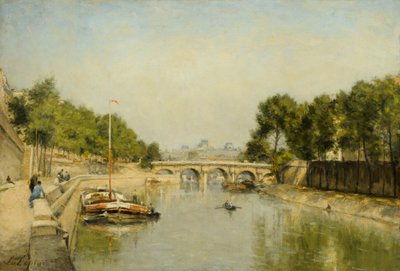 春のセーヌ河畔」（油彩・キャンバス 作： Stanislas Victor Edouard Lepine