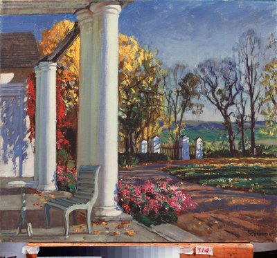 秋の朝。 スタニスラフ・ユリアノビッチ・ジュコフスキー (ジュコフスキー) (1873-1944) の絵画、キャンバスに油彩、1920 年頃。 ロシア美術、20 世紀、アール ヌーボー、モダニズム。 国立美術館、ドネポルペトロフスク (ウクライナ)。 作： Stanislav Joulianovitch Joukovski