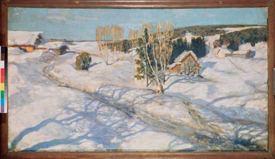 青い雪。 スタニスラフ・ユリアノビッチ・ジュコフスキー（ジュコフスキー）（1873-1944）による絵画、キャンバスに油彩 作： Stanislav Joulianovitch Joukovski