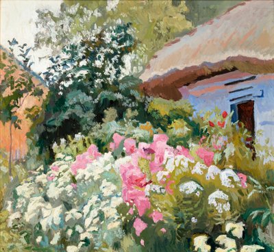 コテージの前の花 作： Stanislaw Kamocki