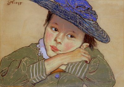 青い帽子の少女、1895（紙にパステル） 作： Stanislaw Wyspianski