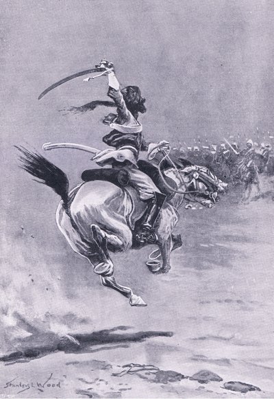 デリー：占領軍は常に攻撃されました、1857年7月、イギリス海と陸の戦いのイラスト、1915 作： Stanley L. Wood