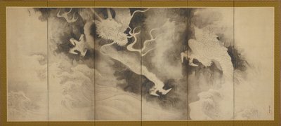 龍と雲、桃山または江戸時代、1590-1640。 作： Sôtatsu