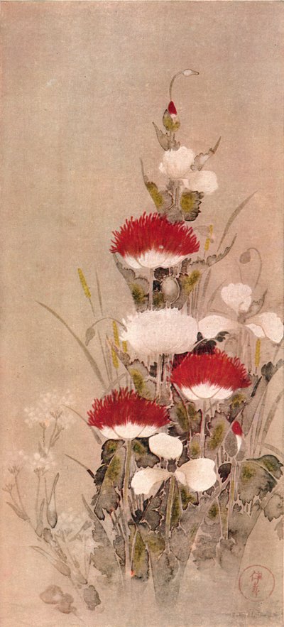 「ポピー、小麦、ナタネの花」、17 世紀 作： Sôtatsu