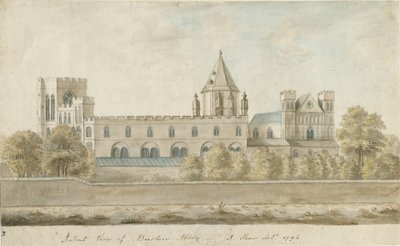 バートンアポントレント修道院：水彩画、1794年 作： Stebbing Shaw