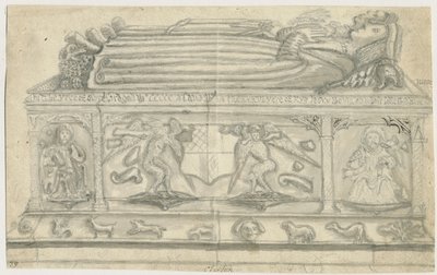 クリフトンキャンプヴィル教会-バーノン記念碑：鉛筆画、ND [1762-1802] 作： Stebbing Shaw