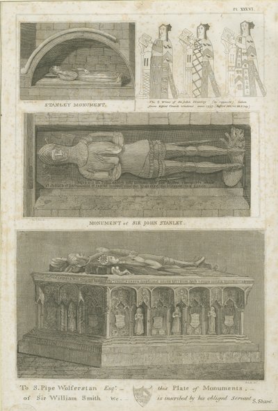 エルフォード教会-「スタンレー記念碑」：彫刻、nd [？19セント]（印刷） 作： Stebbing Shaw