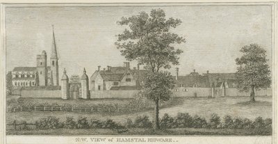ハムストール・リッドウェア-教会とマナーハウス：彫刻、nd [1762-1802]（印刷） 作： Stebbing Shaw