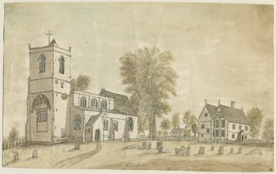 ハンベリー教会：水彩画、1791 作： Stebbing Shaw