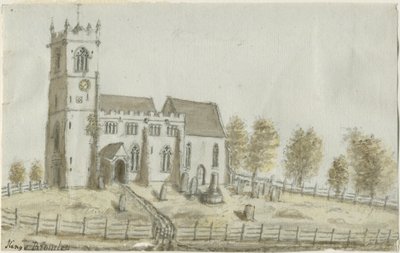 キングスブロムリー教会：水彩画、nd [c 1796] 作： Stebbing Shaw