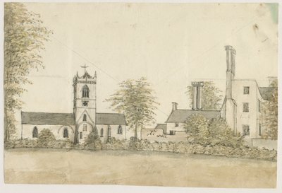ラプリー教会：水彩画、nd [1762-1802] 作： Stebbing Shaw