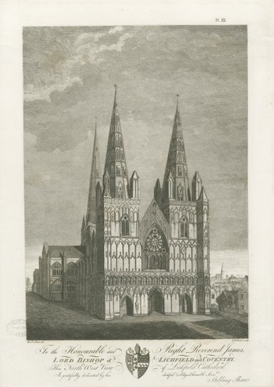 リッチフィールド大聖堂-ウェストフロント：彫刻、nd [1762-1802]（印刷） 作： Stebbing Shaw