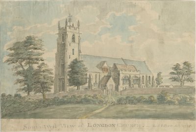 ロングドン教会：水彩画、1795-6 作： Stebbing Shaw