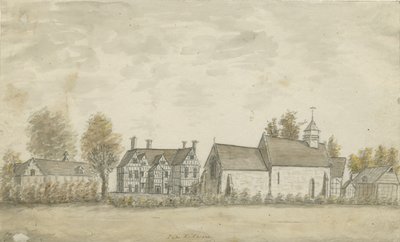 パイプリドウェア教会とマナーハウス：水彩画、nd [1762-1798] 作： Stebbing Shaw