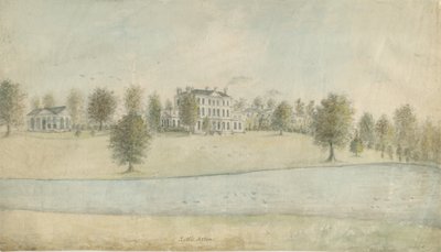 シェンストーン-リトルアストンホール：水彩画、nd [1762-1802] 作： Stebbing Shaw