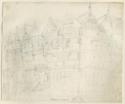 スタッフォード-古代「ハイハウス」：鉛筆画、nd [1794] 作： Stebbing Shaw