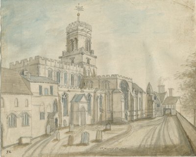 スタッフォード-聖マリー教会：水彩画、nd [c 1790]（絵画） 作： Stebbing Shaw