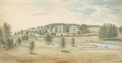 Tixall Hall and Gatehouse：水彩画、ND [1762-1802] 作： Stebbing Shaw