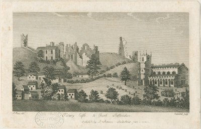 タットベリー城と教会-サウスイーストビュー：彫刻、nd [1762-1792]（印刷） 作： Stebbing Shaw