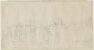 タットベリー教会と城-北東ビュー：鉛筆画、nd [1762-1802]（図面） 作： Stebbing Shaw