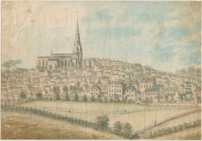 ウォールソールタウン-北西ビュー：水彩画、nd [c 1798] 作： Stebbing Shaw