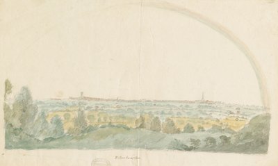 ウォルヴァーハンプトン-テッテンホールの高さからの遠景：水彩画、nd [18世紀後半] 作： Stebbing Shaw