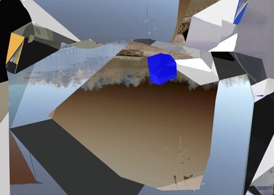 断片化された青い立方体 作： Stefan Fransson