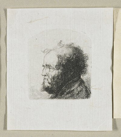 左を向いたプロフィールのひげを生やした男の頭 作： Stefan Juliusz Norblin de la Gourdaine
