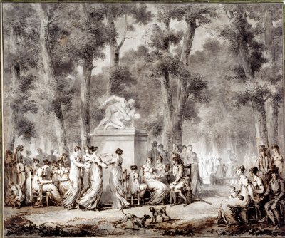 Näkymä Tuileriesin terassille vuonna 1807 Maailman uloskäynti puistoon. Jean Pierre Norblin De La Gourdainen (1745-1830) piirustus 作： Stefan Juliusz Norblin de la Gourdaine