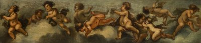 Putti disporting、c.1655-72（ガラスで保護されたキャンバスに置かれた紙） 作： Stefano (after) Magnasco