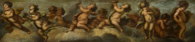 Putti disporting、c.1655-72（ガラスで保護されたキャンバスに置かれた紙） 作： Stefano (after) Magnasco