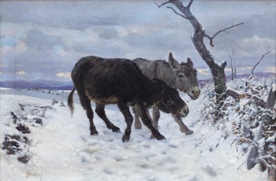 雪の中の2頭のロバ 作： ステファノ・ブルッツィ